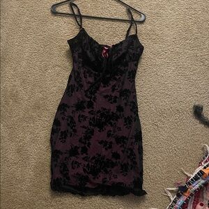 Elegant Black and Purple Floral Slip Dress